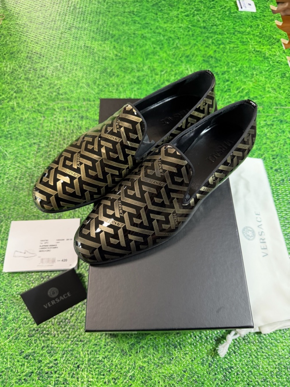 Versace Loafers Men Size 9 EU 42 US All Over Print Authentic